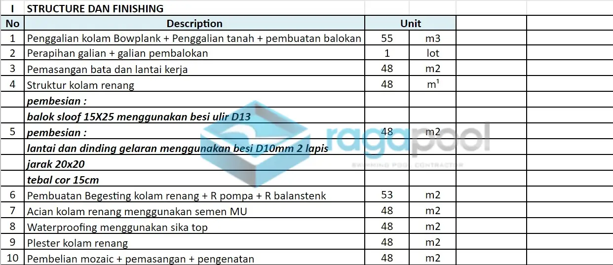 structure dan finishing kolam renang overflow